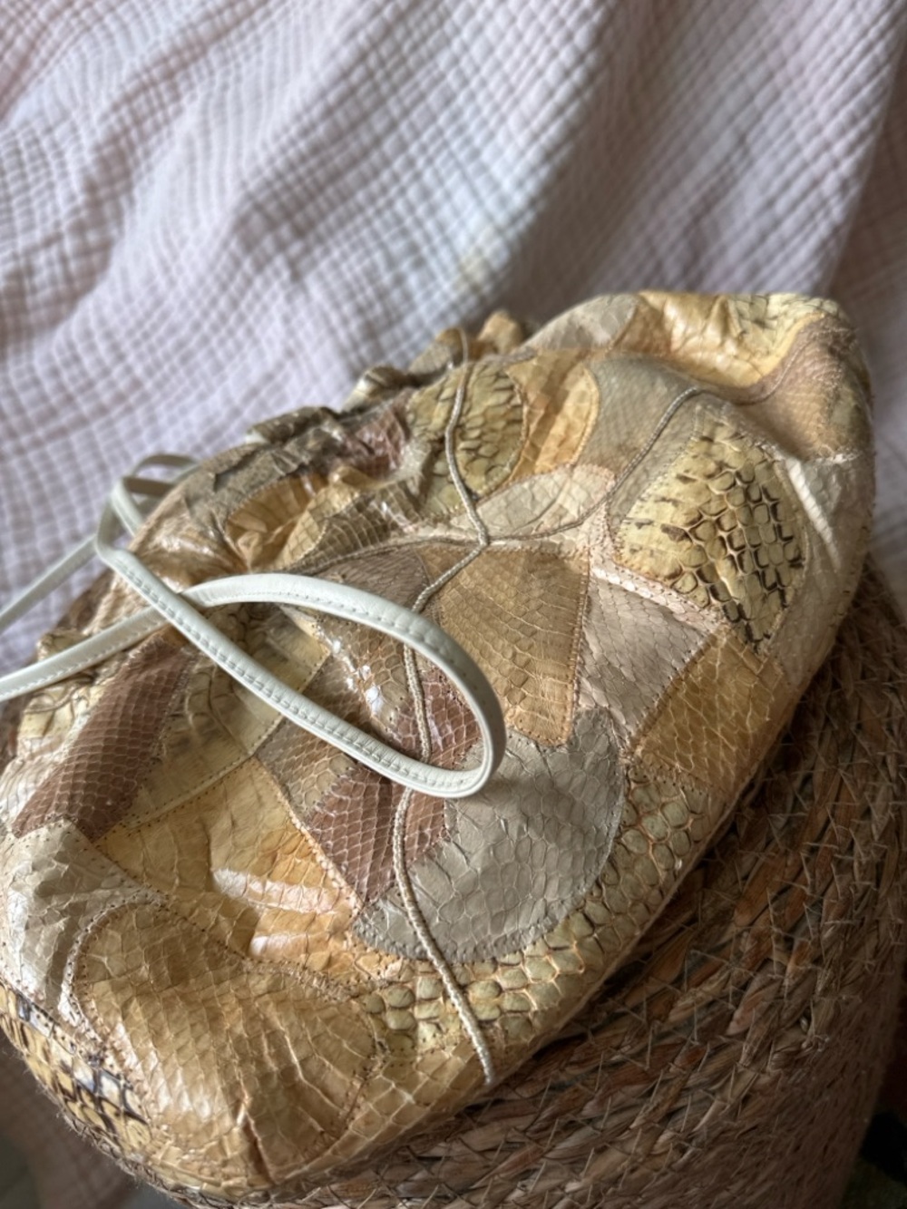 Lyrella Patchwork Snakeskin Shoulder/clutch. Original tags. Never used.